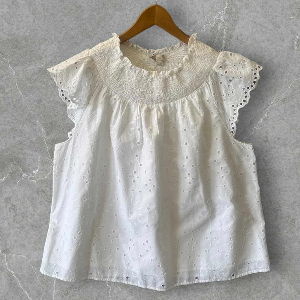 5 for $40 Loft Top Blouse Shirt Size XL White Lace - Picture 1 of 7